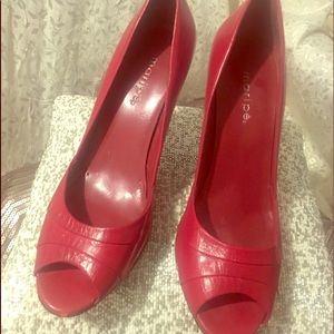 Sassy sexy red peep toe heels for work or play